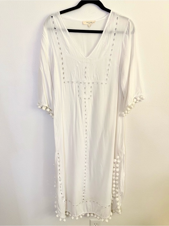 Solitaire Other - Solitaire Swim White Pom Pom Cover Up Dress Boho Beach Size S